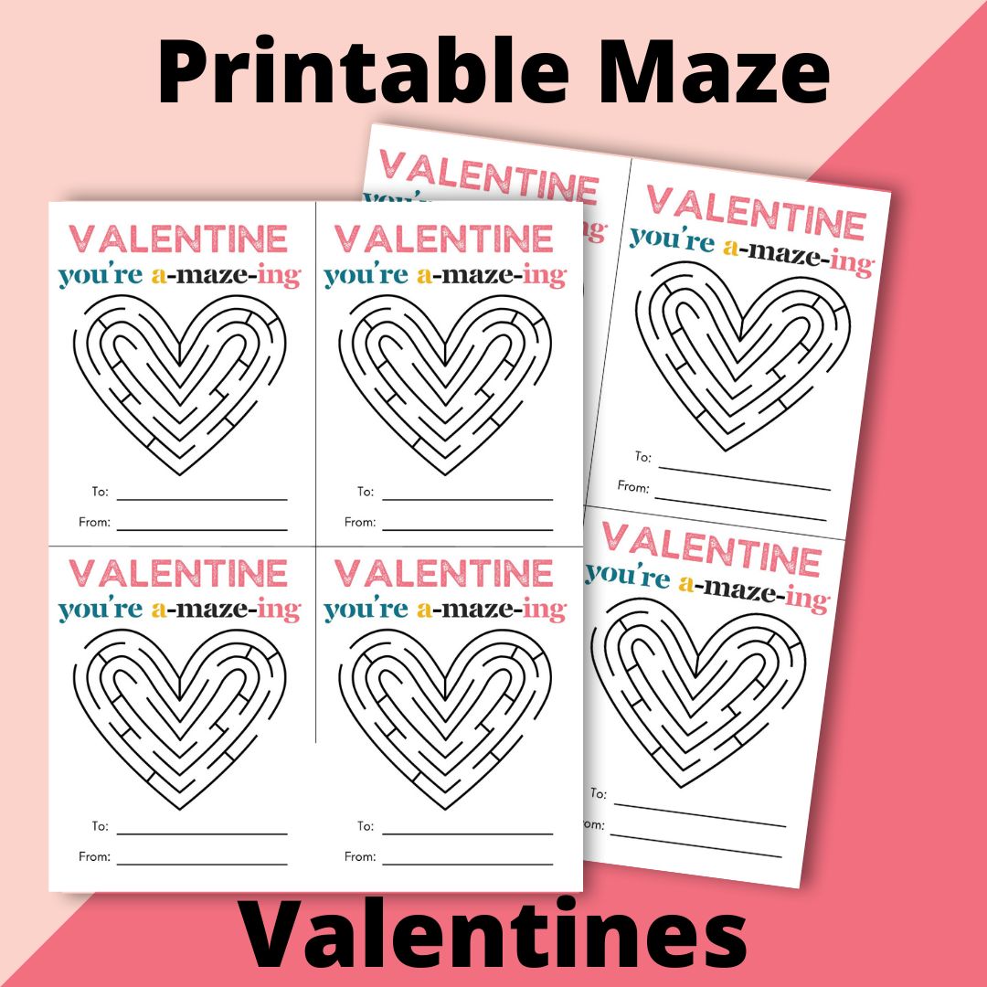 free printable valentines maze cards - brooklyn berry designs